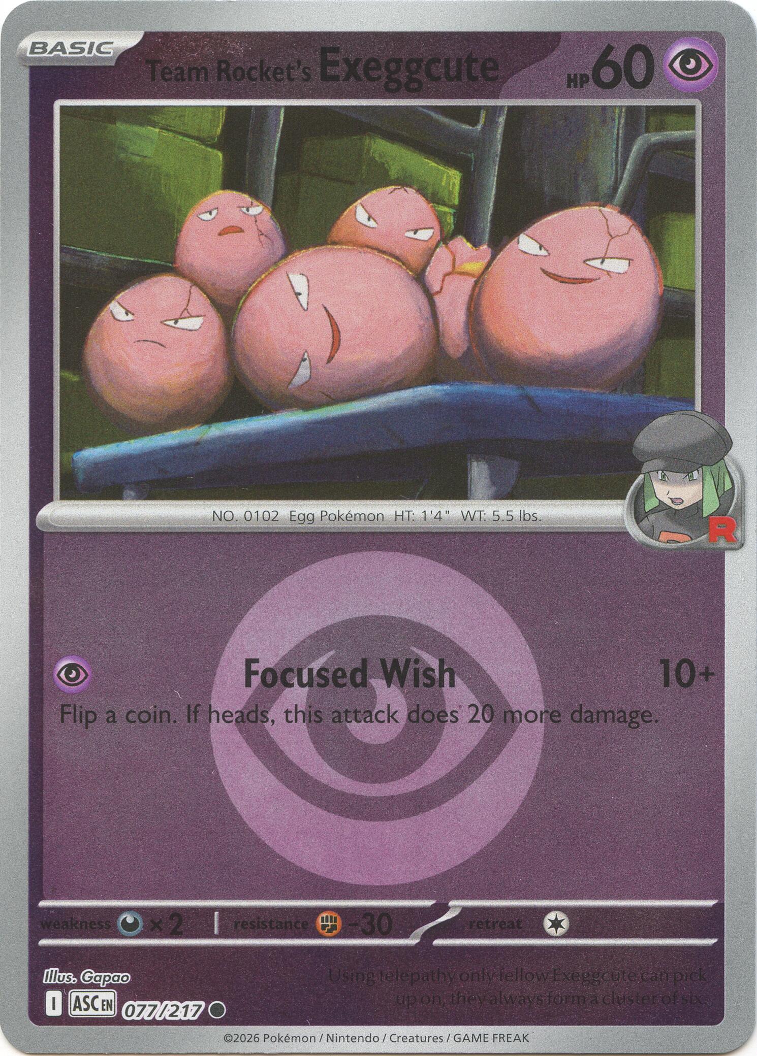 Team Rocket's Exeggcute (077/217) (Energy Symbol Pattern) [Mega Evolution: Ascended Heroes] | Gear Gaming Fayetteville