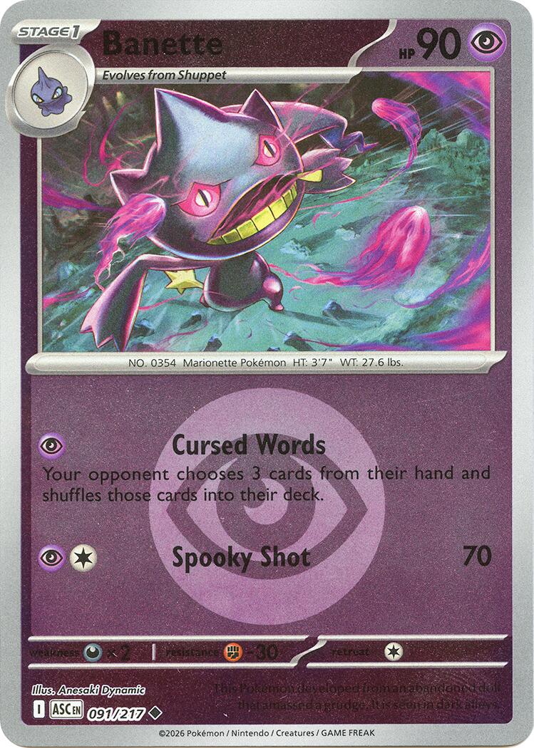 Banette (091/217) (Energy Symbol Pattern) [Mega Evolution: Ascended Heroes] | Gear Gaming Fayetteville
