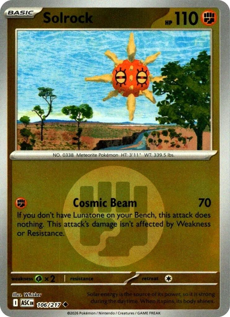 Solrock (106/217) (Energy Symbol Pattern) [Mega Evolution: Ascended Heroes] | Gear Gaming Fayetteville