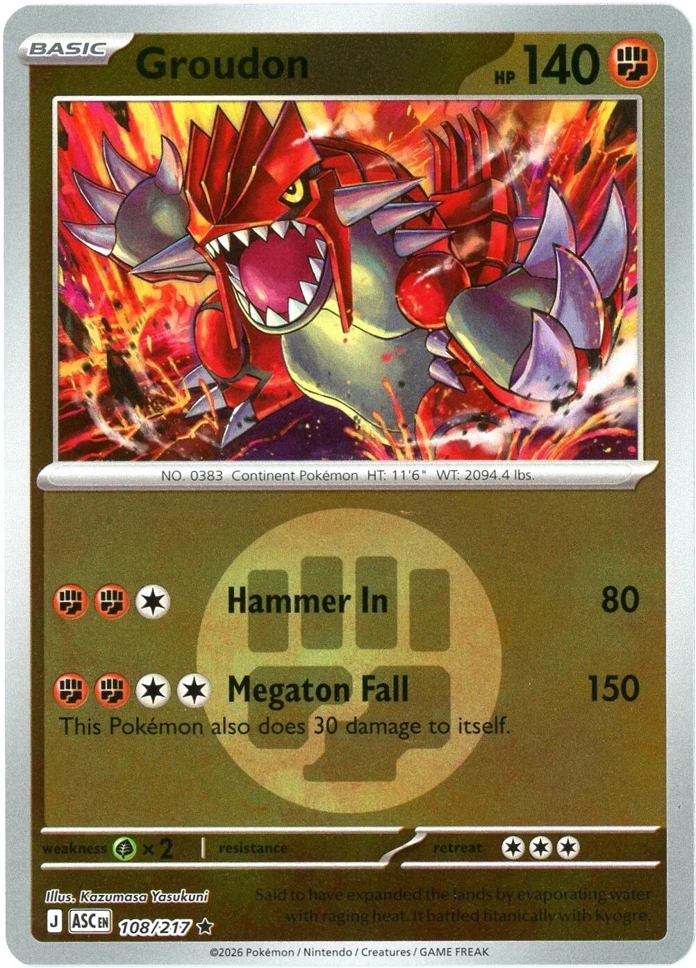 Groudon (108/217) (Energy Symbol Pattern) [Mega Evolution: Ascended Heroes] | Gear Gaming Fayetteville
