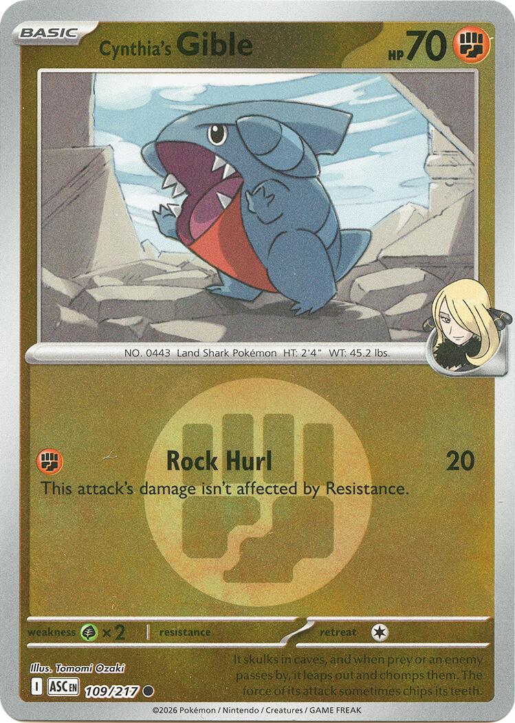 Cynthia's Gible (109/217) (Energy Symbol Pattern) [Mega Evolution: Ascended Heroes] | Gear Gaming Fayetteville