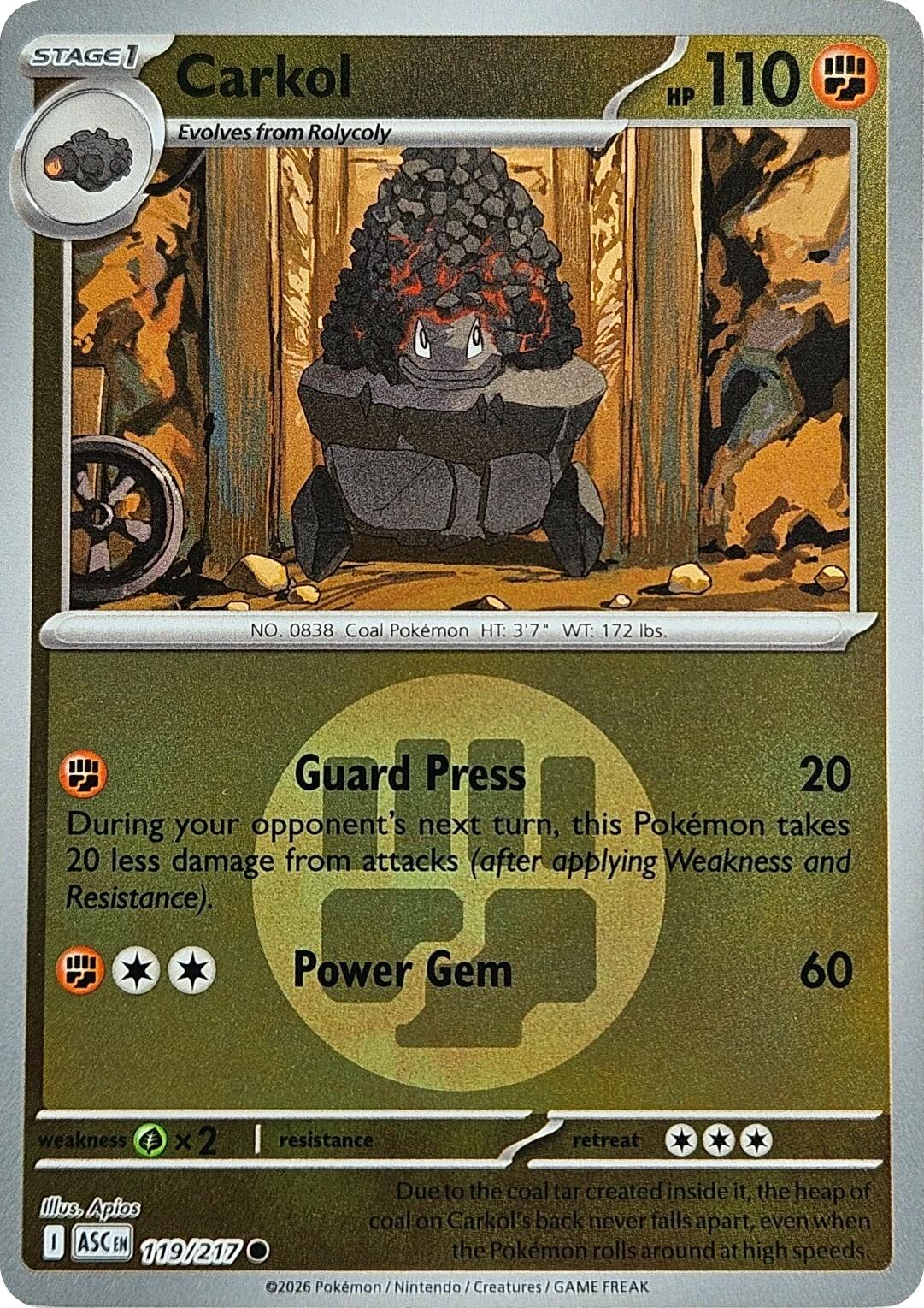 Carkol (119/217) (Energy Symbol Pattern) [Mega Evolution: Ascended Heroes] | Gear Gaming Fayetteville