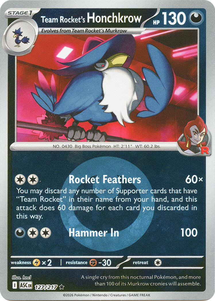 Team Rocket's Honchkrow (127/217) (Energy Symbol Pattern) [Mega Evolution: Ascended Heroes] | Gear Gaming Fayetteville