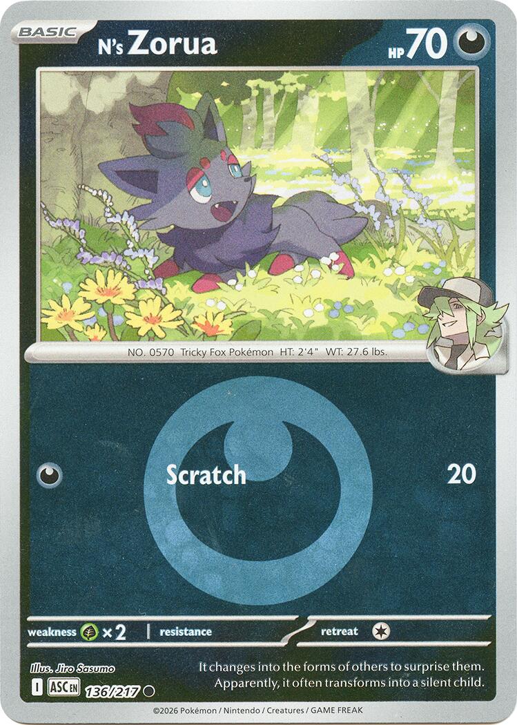 N's Zorua (136/217) (Energy Symbol Pattern) [Mega Evolution: Ascended Heroes] | Gear Gaming Fayetteville