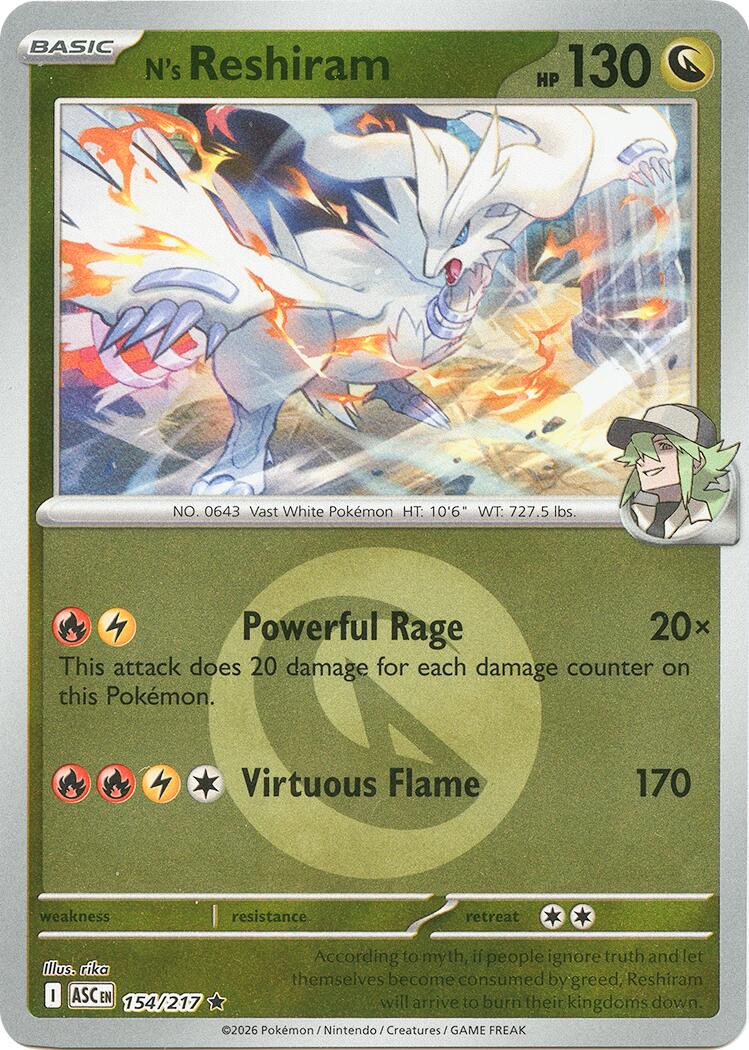 N's Reshiram (154/217) (Energy Symbol Pattern) [Mega Evolution: Ascended Heroes] | Gear Gaming Fayetteville