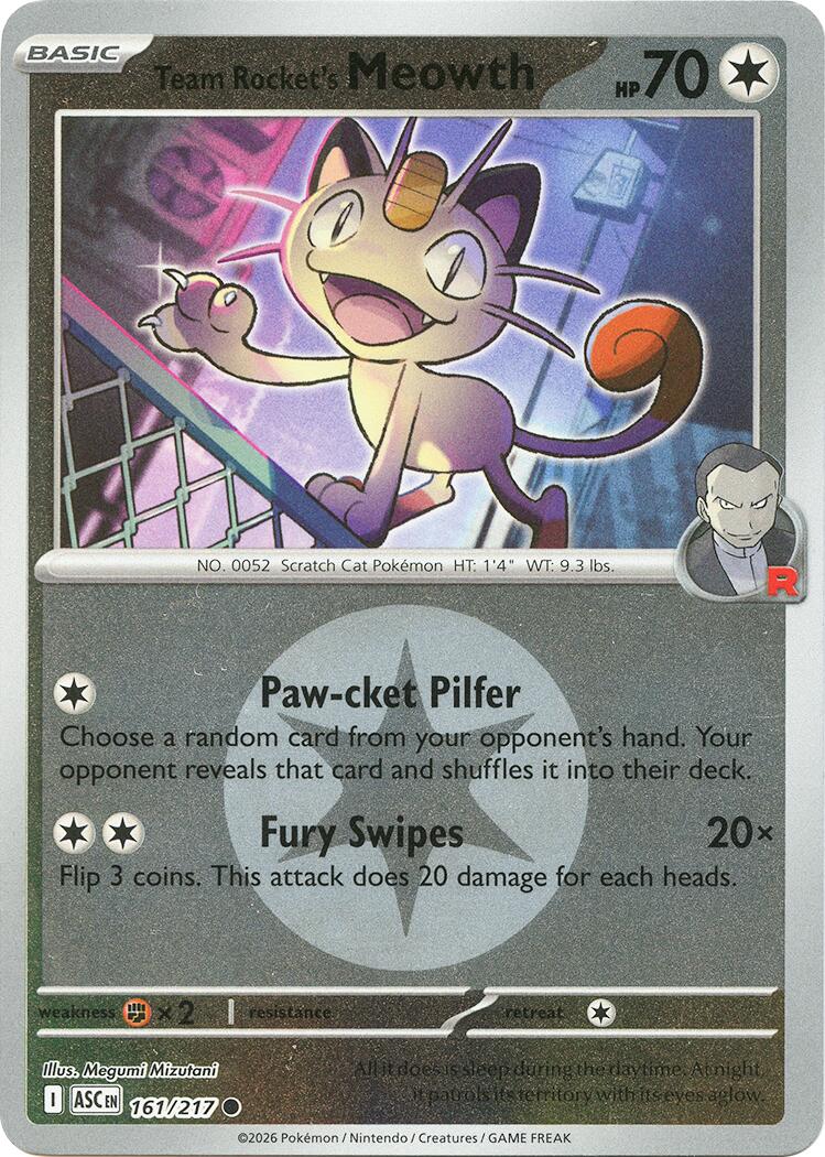 Team Rocket's Meowth (161/217) (Energy Symbol Pattern) [Mega Evolution: Ascended Heroes] | Gear Gaming Fayetteville