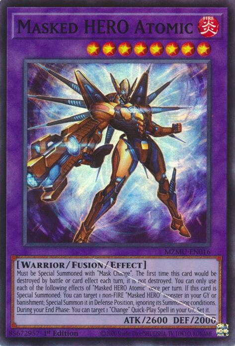 Masked HERO Atomic [MZMU-EN016] Super Rare | Gear Gaming Fayetteville
