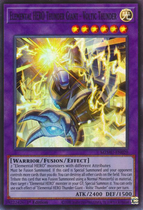 Elemental HERO Thunder Giant - Voltic Thunder [MZMU-EN029] Super Rare | Gear Gaming Fayetteville