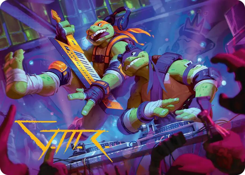 Mikey & Don, Party Planners Art Card (Gold-Stamped Signature) [Teenage Mutant Ninja Turtles Art Series] | Gear Gaming Fayetteville