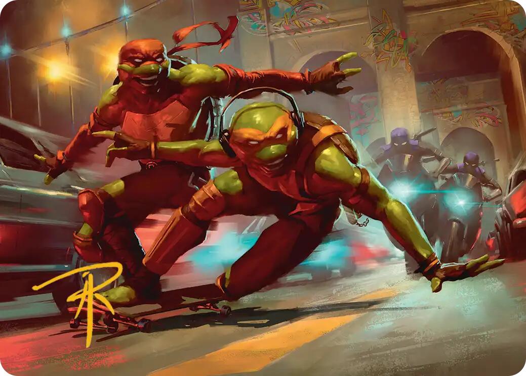 Raph & Mikey, Troublemakers Art Card (Gold-Stamped Signature) [Teenage Mutant Ninja Turtles Art Series] | Gear Gaming Fayetteville