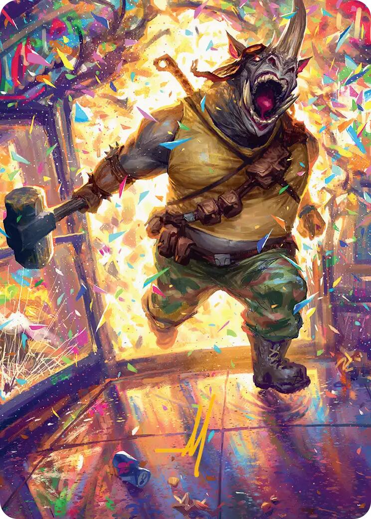 Rocksteady, Rowdy Rhino Art Card (Gold-Stamped Signature) [Teenage Mutant Ninja Turtles Art Series] | Gear Gaming Fayetteville