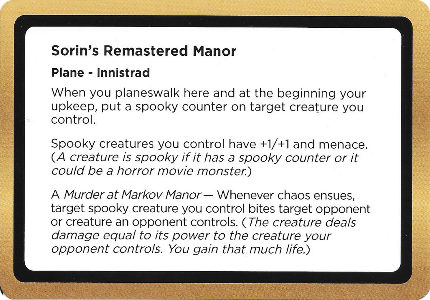 Sorin's Remastered Manor (Black Lotus Unknown Planechase) [Oversize Cards] | Gear Gaming Fayetteville