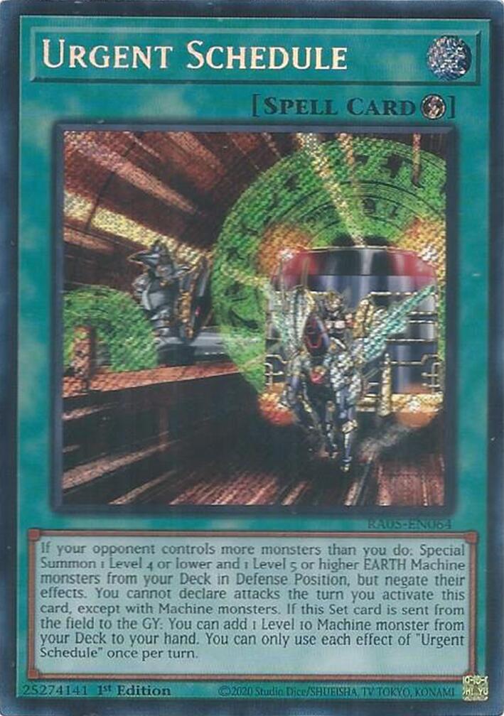 Urgent Schedule (Secret Rare) [RA05-EN064] Secret Rare | Gear Gaming Fayetteville