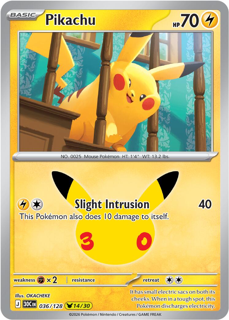 Pikachu (036/128) [Mega Evolution: 30th Celebration] | Gear Gaming Fayetteville