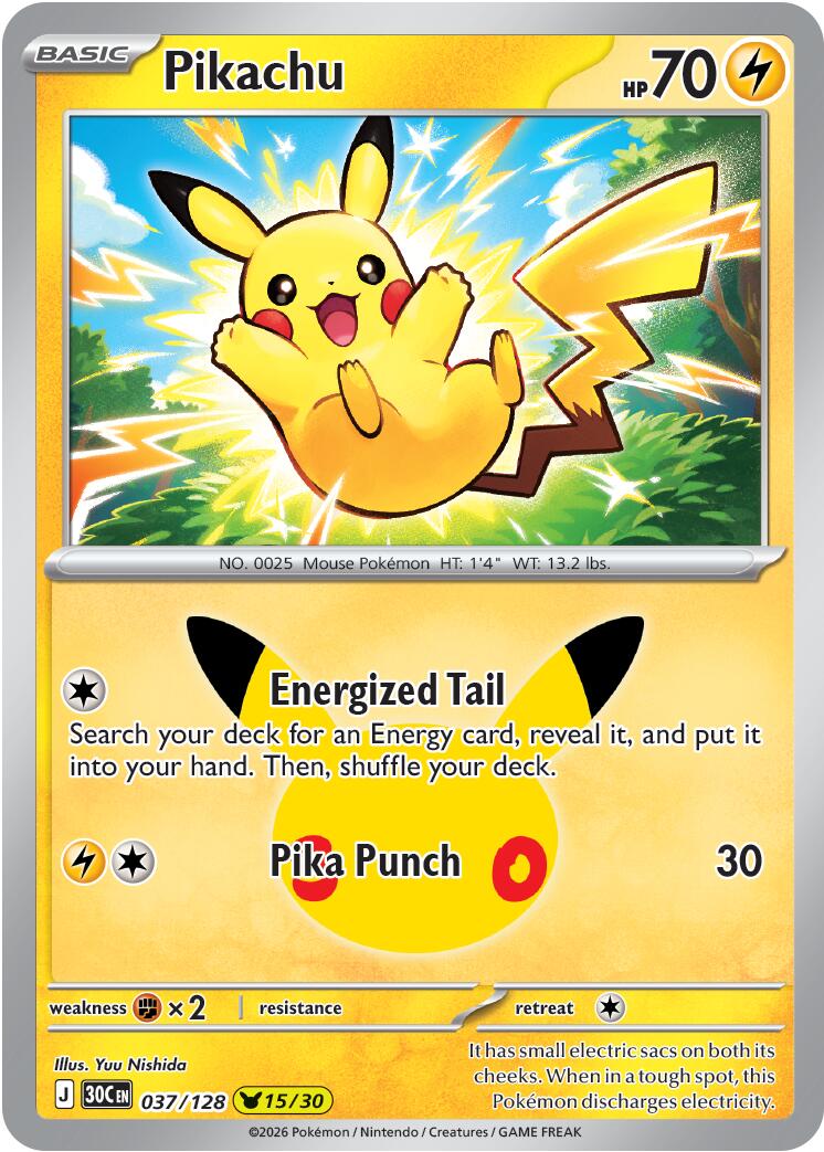 Pikachu (037/128) [Mega Evolution: 30th Celebration] | Gear Gaming Fayetteville