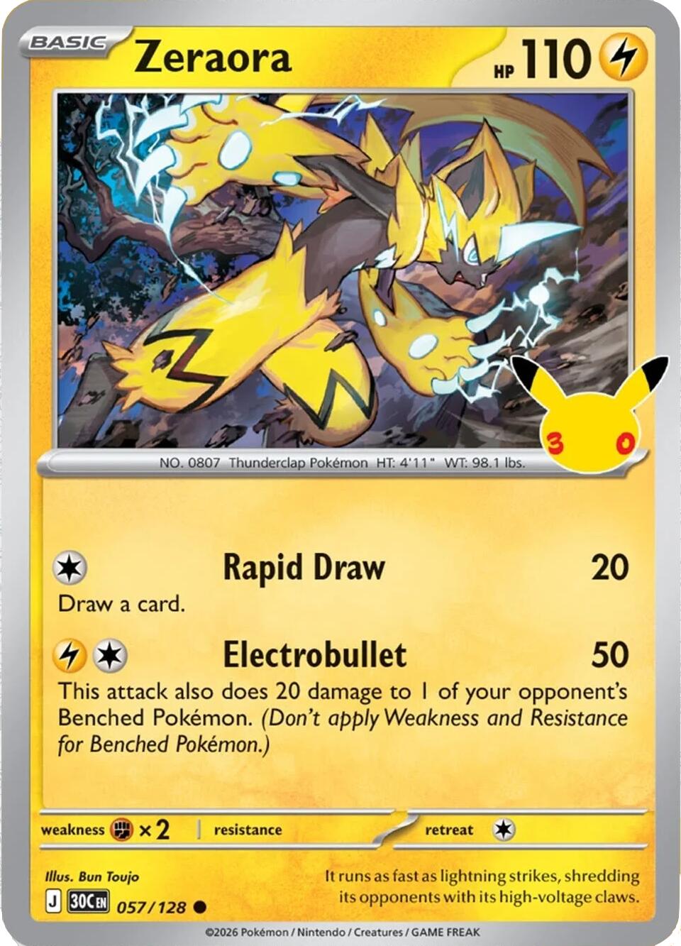 Zeraora (057/128) [Mega Evolution: 30th Celebration] | Gear Gaming Fayetteville