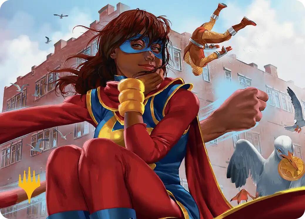Ms. Marvel, Kamala Khan Art Card (Gold-Stamped Planeswalker Symbol) [Marvel Super Heroes Art Series] | Gear Gaming Fayetteville