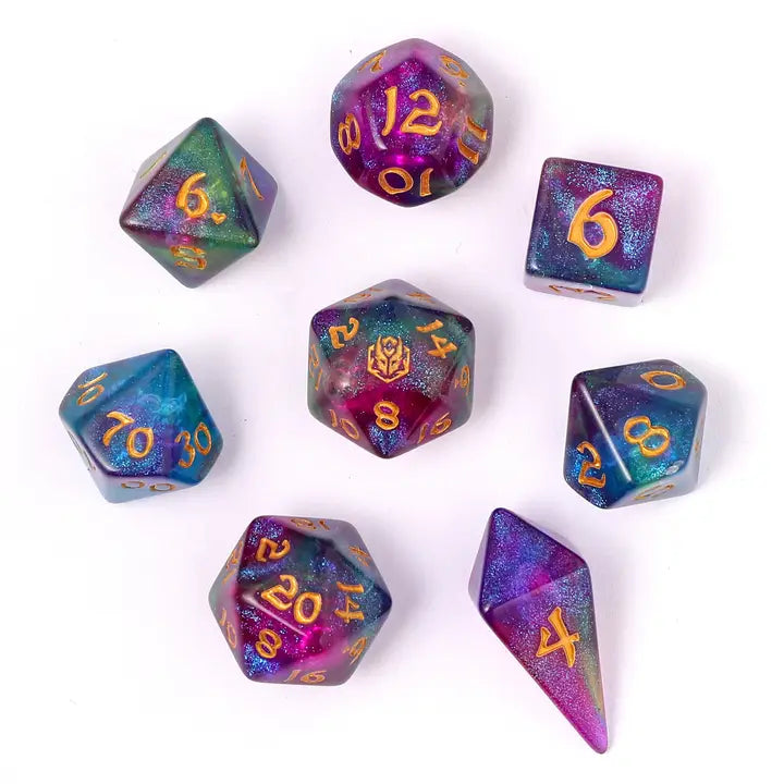 Wyrmforged Rollers-  Rounded edge 8-piece Polyhedral Dice Set: Siren's Melody | Gear Gaming Fayetteville