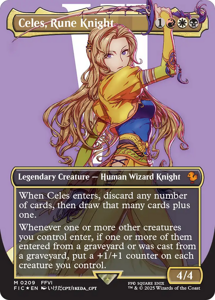 Celes, Rune Knight (Borderless) (Surge Foil) [FINAL FANTASY Commander] | Gear Gaming Fayetteville