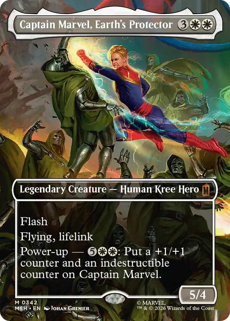 Captain Marvel, Earth's Protector (Borderless) (0342) [Marvel Super Heroes] | Gear Gaming Fayetteville