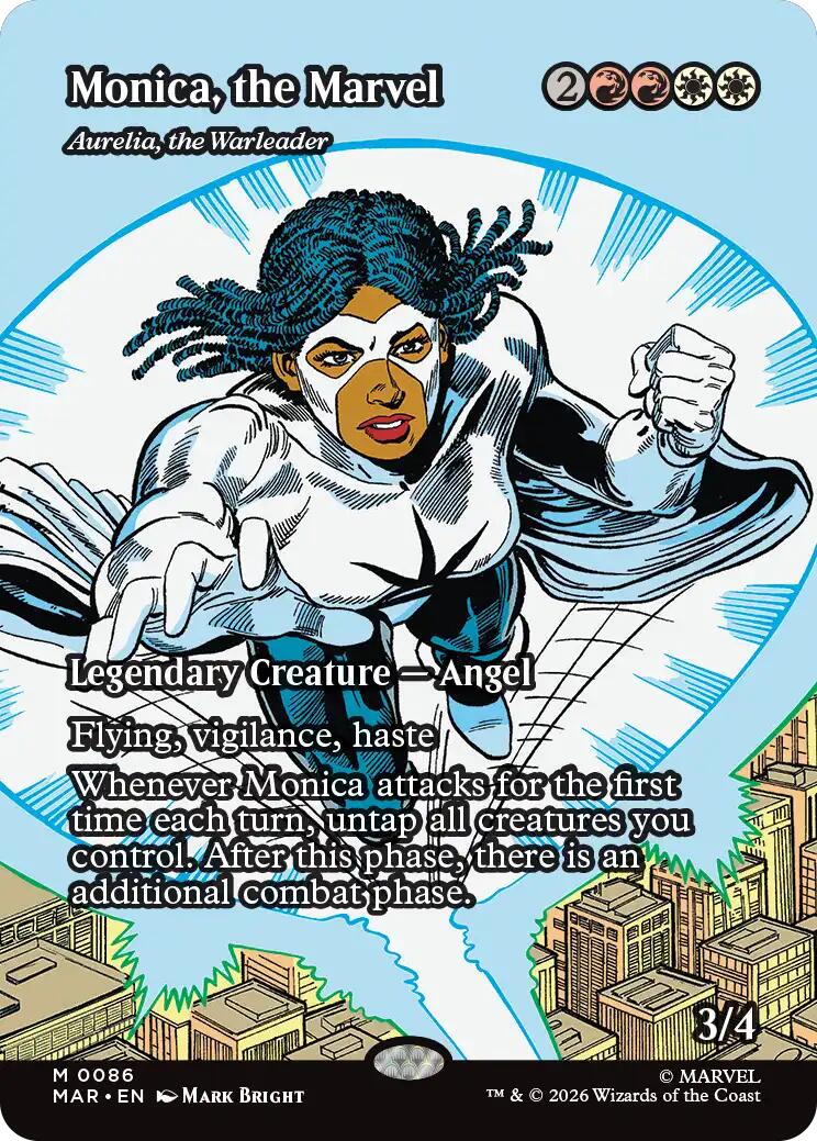 Monica, the Marvel - Aurelia, the Warleader (Borderless) [Marvel Universe: Eternal-Legal] | Gear Gaming Fayetteville