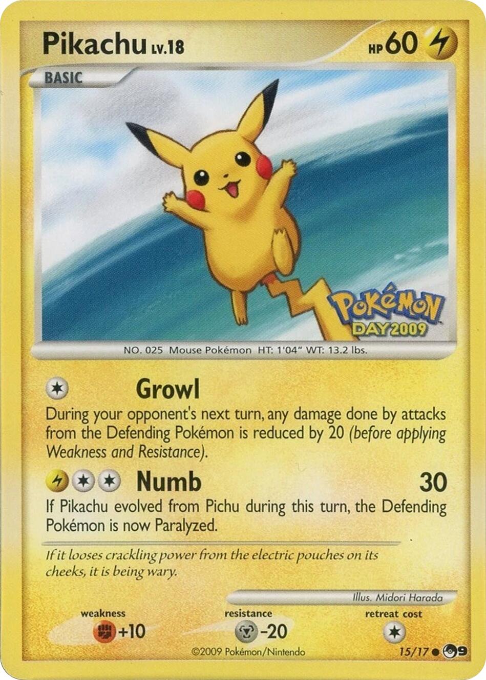 Pikachu (015/017) (Pokemon Day 2009) [POP Series 9] | Gear Gaming Fayetteville