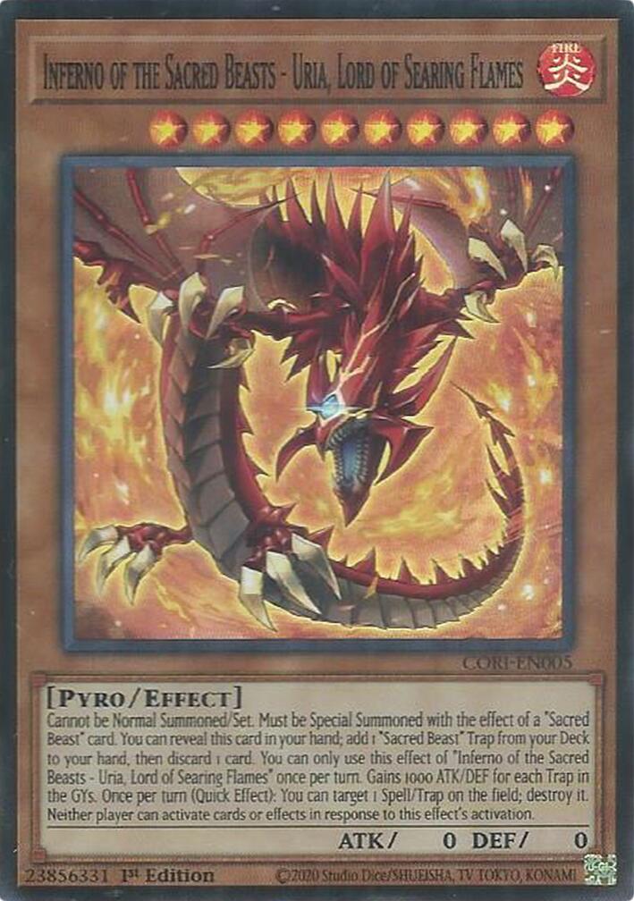 Inferno of the Sacred Beasts - Uria, Lord of Searing Flames [CORI-EN005] Super Rare | Gear Gaming Fayetteville
