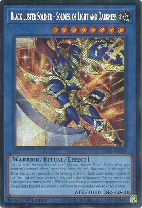 Black Luster Soldier - Soldier of Light and Darkness (Secret Rare) [CORI-EN028] Secret Rare | Gear Gaming Fayetteville