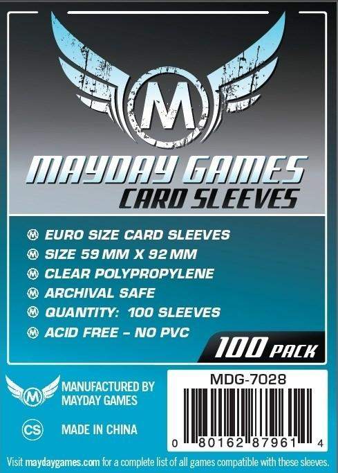 Mayday Games - Euro Card Sleeve - Pack of 100 - 59 mm X 92 mm | Gear Gaming Fayetteville