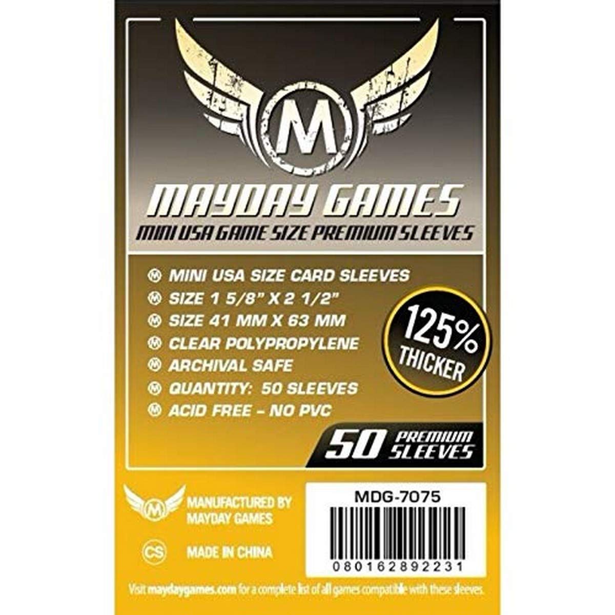 Mayday Games - Mini USA Game Size Sleeves 41 X 63 mm - 100 Pack - Yellow | Gear Gaming Fayetteville