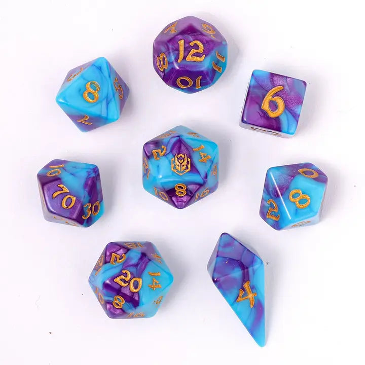 Wyrmforged Rollers-  Rounded edge 8-piece Polyhedral Dice Set: Banshee's Wail | Gear Gaming Fayetteville