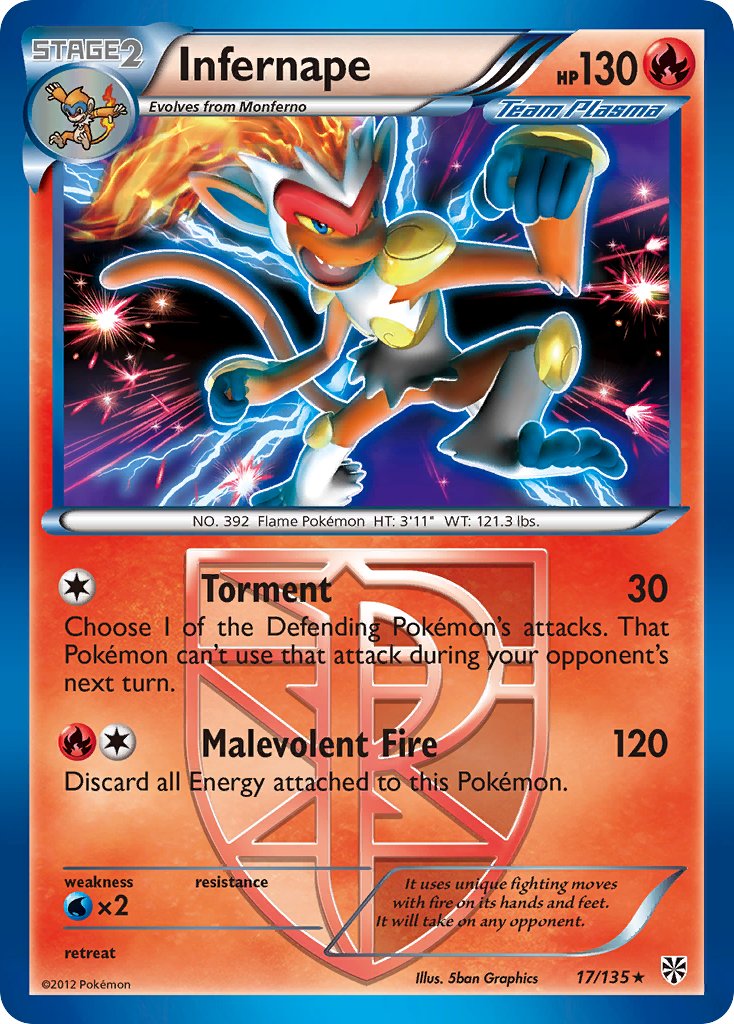 Infernape (17/135) (Theme Deck Exclusive) [Black & White: Plasma Storm] | Gear Gaming Fayetteville