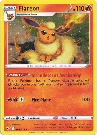 Flareon (026/185) (Cosmos Holo) [Sword & Shield: Vivid Voltage] | Gear Gaming Fayetteville