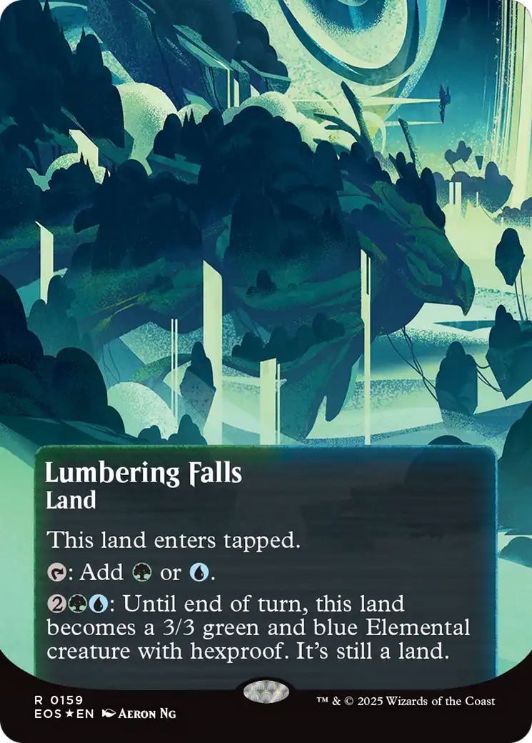 Lumbering Falls (0159) (Borderless) (Galaxy Foil) [Edge of Eternities: Stellar Sights] | Gear Gaming Fayetteville