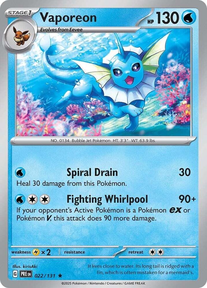 Vaporeon (022/131) [Scarlet & Violet: Prismatic Evolutions] | Gear Gaming Fayetteville