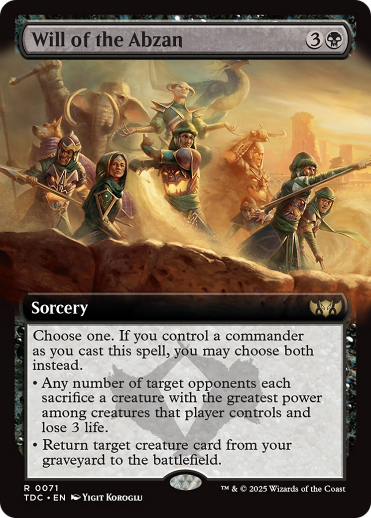 Will of the Abzan (Extended Art) [Tarkir: Dragonstorm Commander] | Gear Gaming Fayetteville