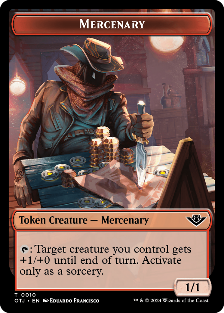 Mercenary // Bat Double-Sided Token [Outlaws of Thunder Junction Tokens] | Gear Gaming Fayetteville