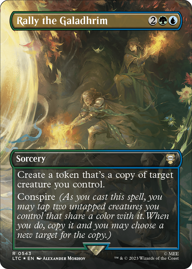 Rally the Galadhrim (Borderless) (Surge Foil) [The Lord of the Rings: Tales of Middle-Earth Commander] | Gear Gaming Fayetteville