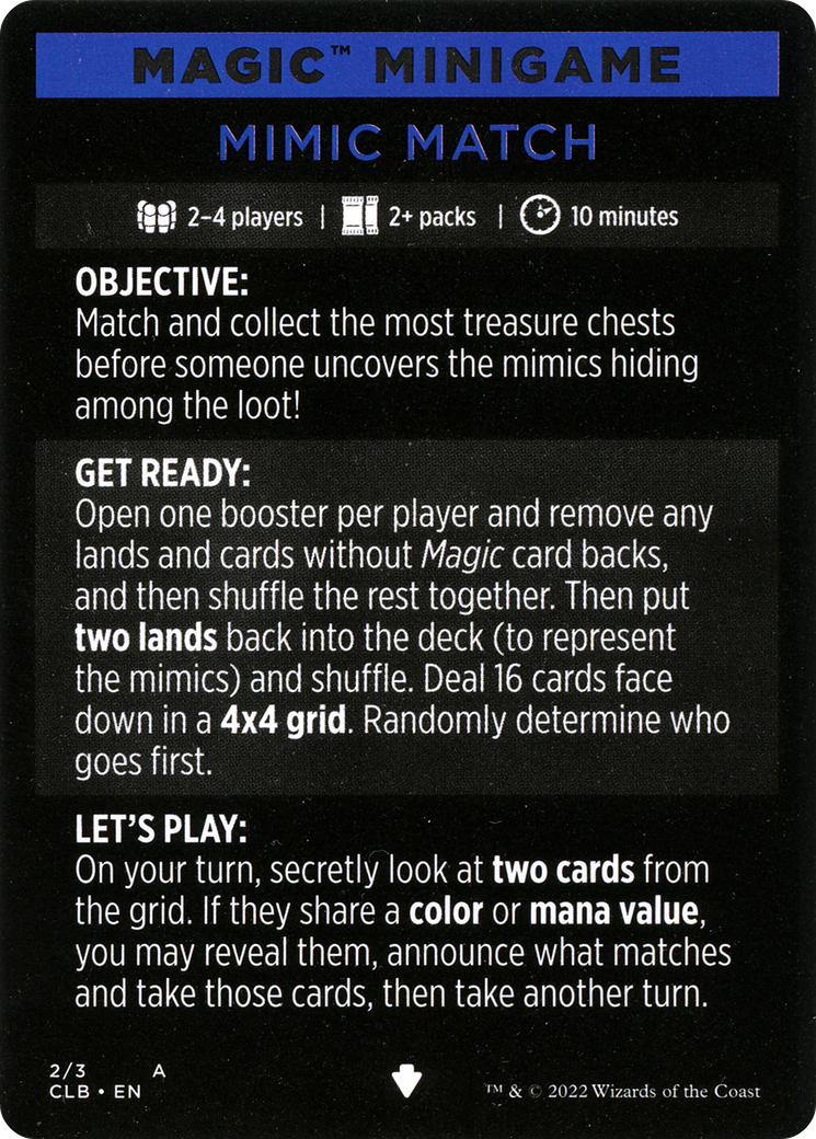 Mimic Match (Magic Minigame) [Commander Legends: Battle for Baldur's Gate Minigame] | Gear Gaming Fayetteville