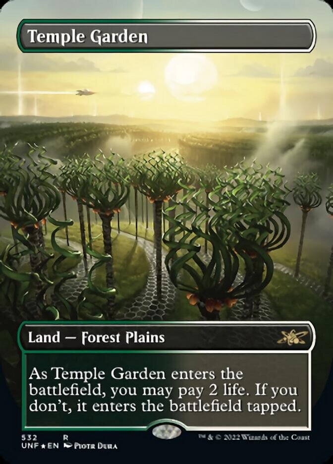 Temple Garden (Borderless) (Galaxy Foil) [Unfinity] | Gear Gaming Fayetteville