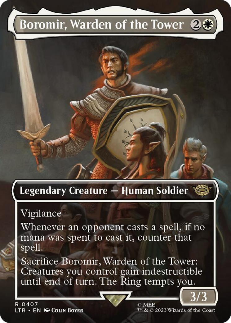 Boromir, Warden of the Tower (Borderless Alternate Art) [The Lord of the Rings: Tales of Middle-Earth] | Gear Gaming Fayetteville