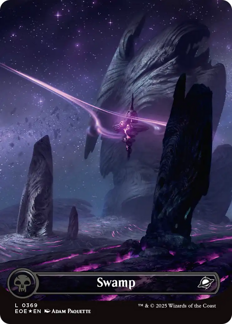 Swamp (0369) (Borderless) (Galaxy Foil) [Edge of Eternities] | Gear Gaming Fayetteville