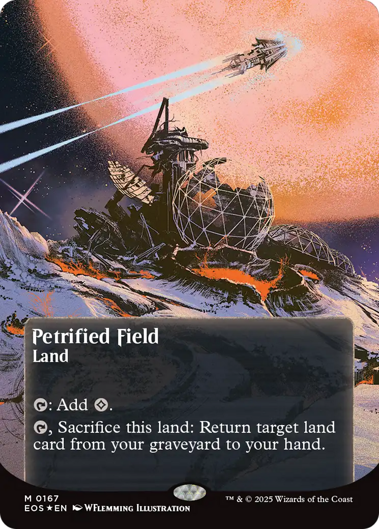 Petrified Field (0167) (Borderless) (Galaxy Foil) [Edge of Eternities: Stellar Sights] | Gear Gaming Fayetteville