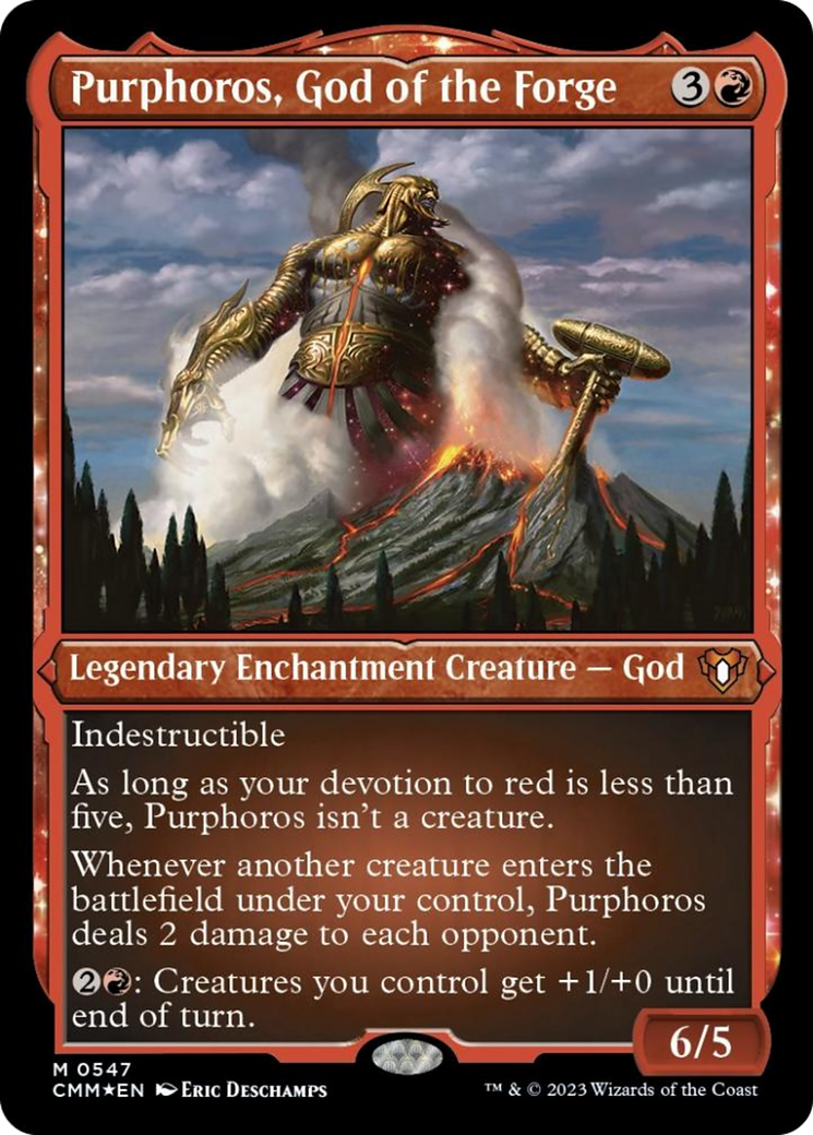 Purphoros, God of the Forge (Foil Etched) [Commander Masters] | Gear Gaming Fayetteville
