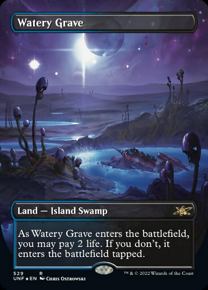 Watery Grave (Borderless) (Galaxy Foil) [Unfinity] | Gear Gaming Fayetteville