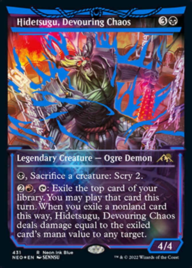 Hidetsugu, Devouring Chaos (Neon Ink Blue) [Kamigawa: Neon Dynasty] | Gear Gaming Fayetteville