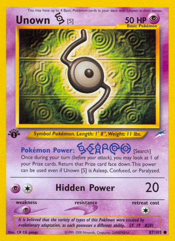 Unown [S] (87/105) [Neo Destiny 1st Edition] | Gear Gaming Fayetteville