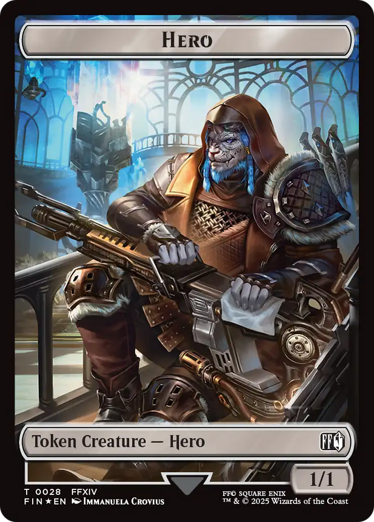 Bird // Hero (0028) Double-Sided Token (Surge Foil) [FINAL FANTASY Commander Tokens] | Gear Gaming Fayetteville