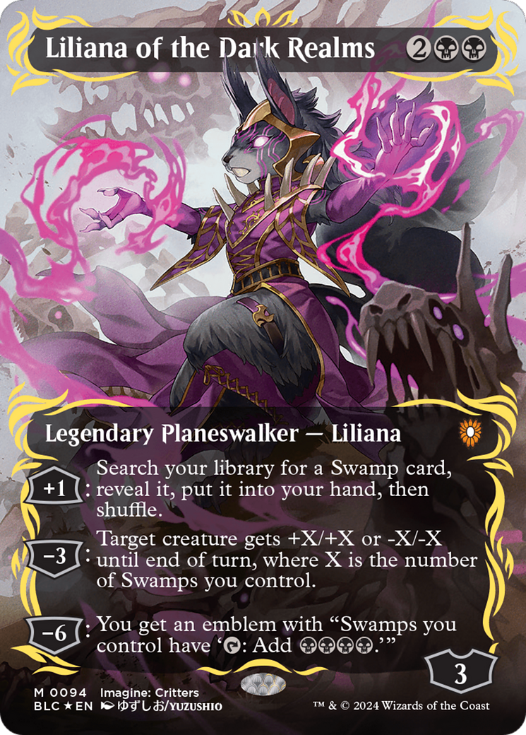 Liliana of the Dark Realms (Borderless) (Raised Foil) [Bloomburrow Commander] | Gear Gaming Fayetteville