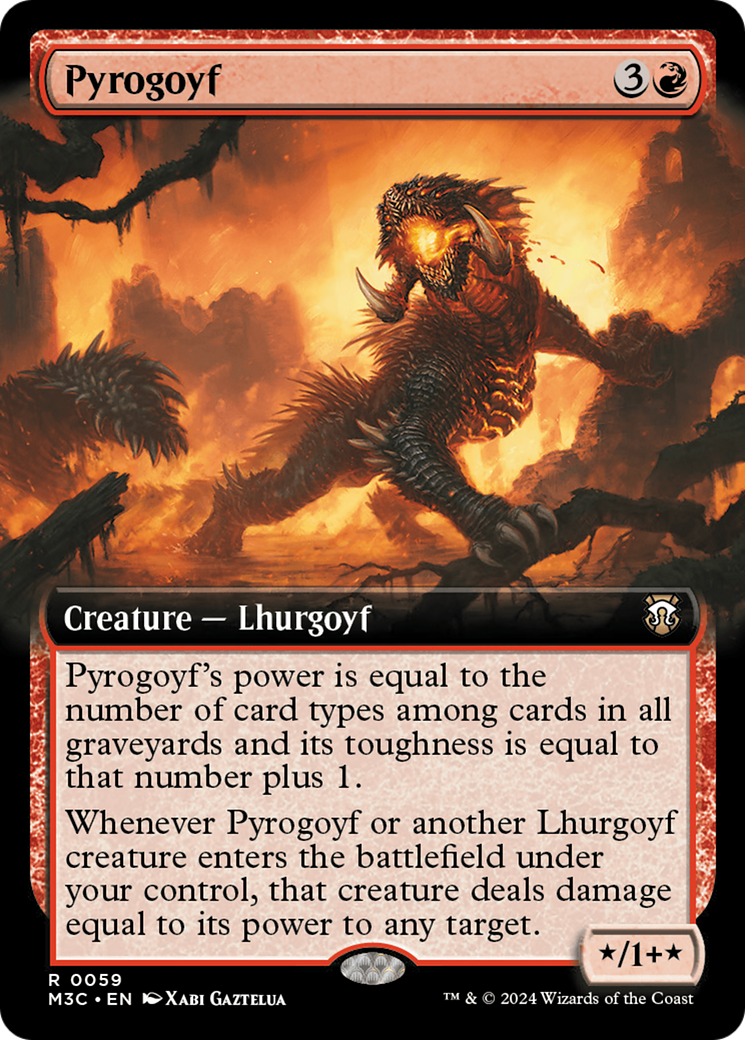 Pyrogoyf (Extended Art) (Ripple Foil) [Modern Horizons 3 Commander] | Gear Gaming Fayetteville